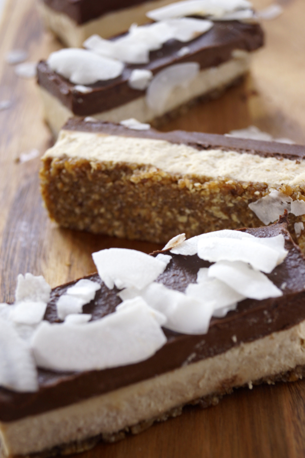 3-layered Chocolate-Choconut-Cheesecak Bars