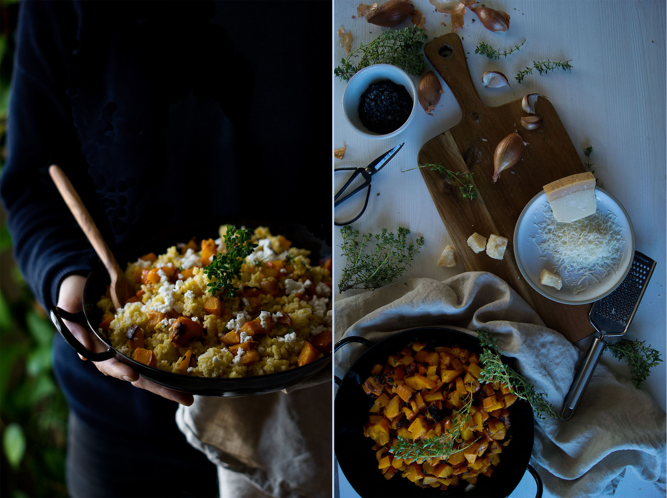 A comforting bowl of creamy roasted hokkaido millet risotto