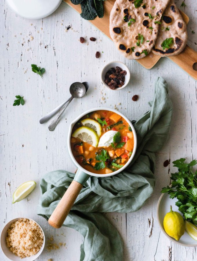 Vegan Sweet Potato Stew with Chickpeas and Kale