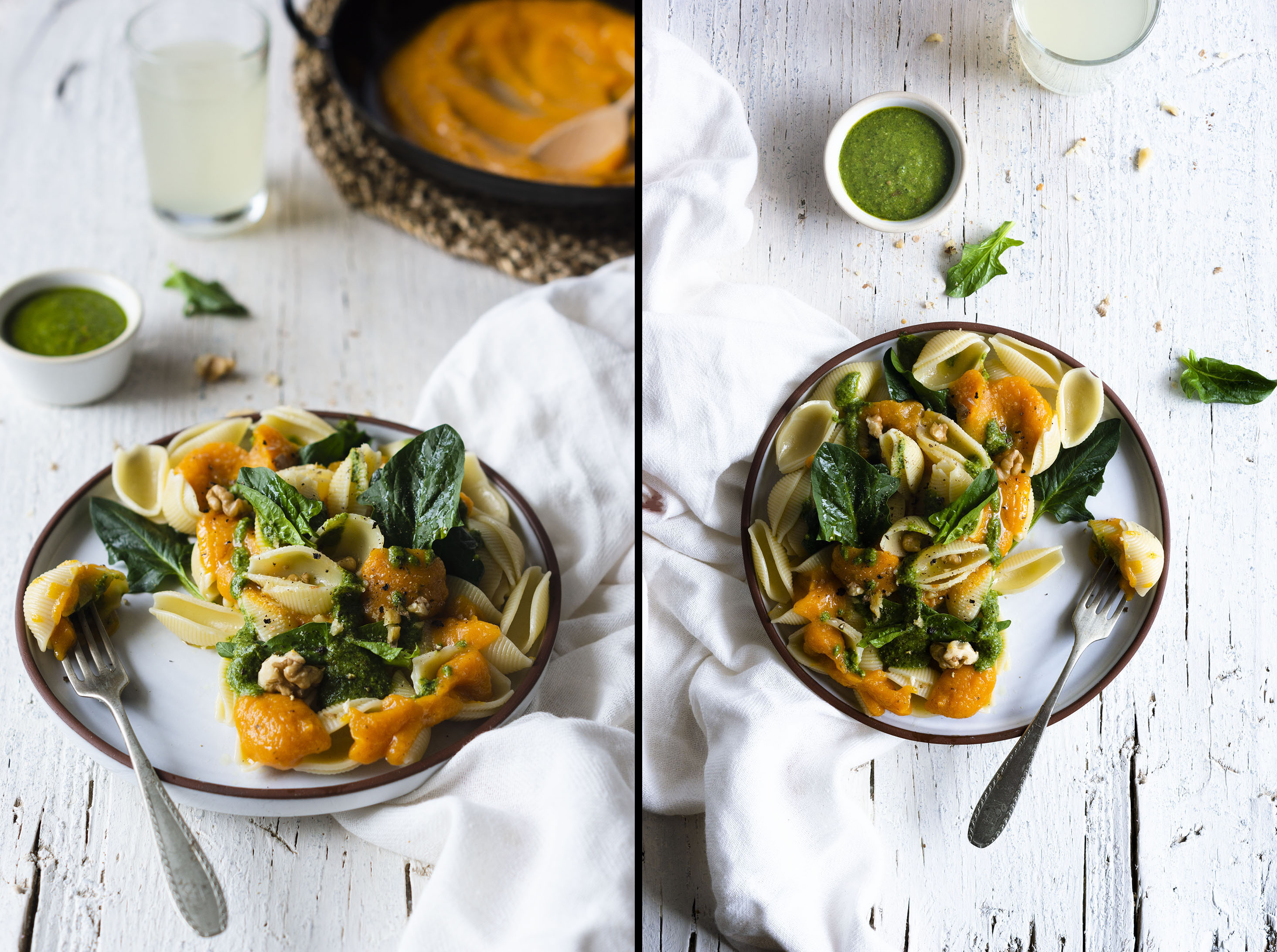 Extra-creamy vegan Pumpkin Spinach Pasta