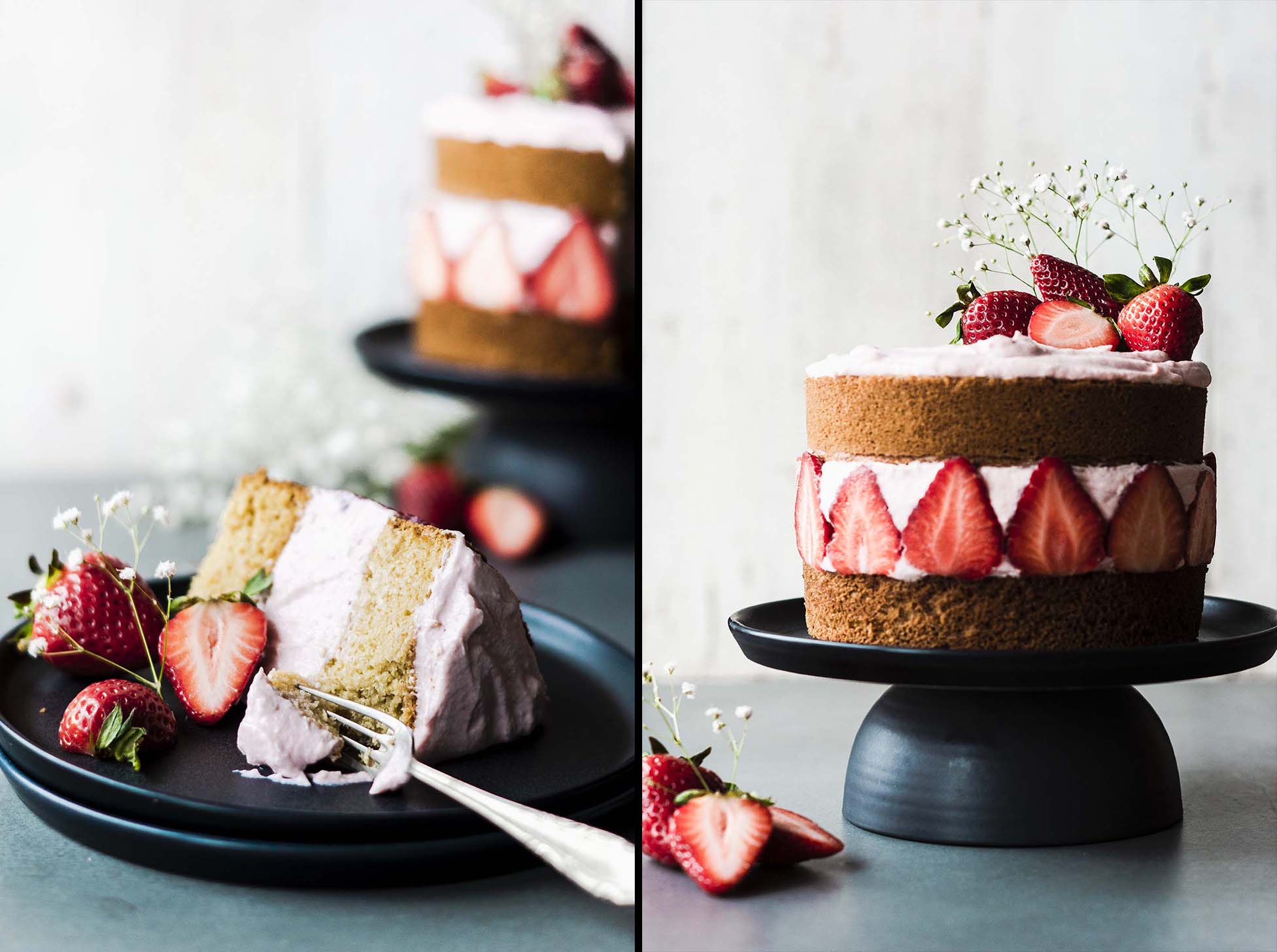 Dive into a piece of this Strawberry Mascarpone Coconut Cake