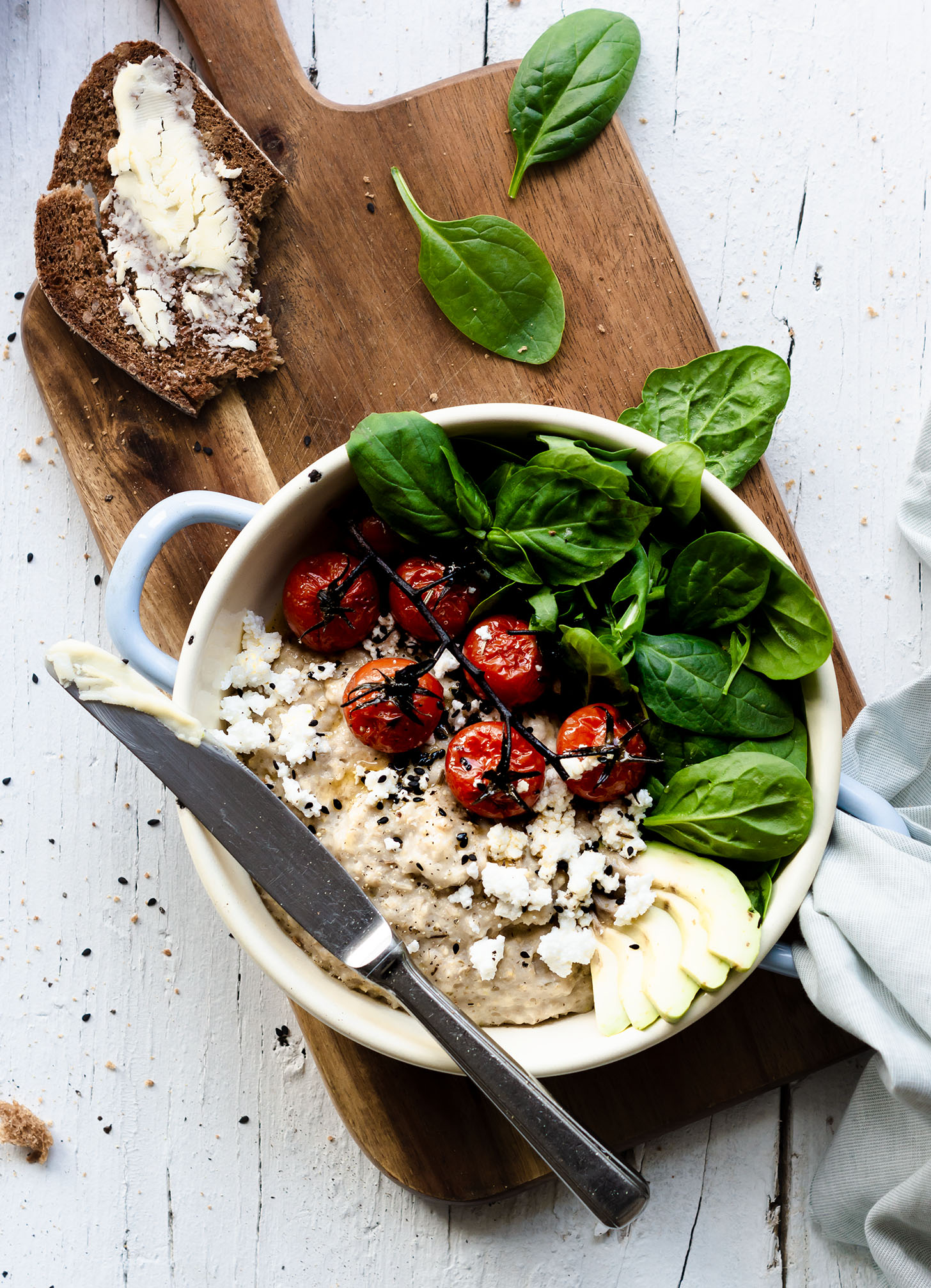 A creamy bowl of savory oats