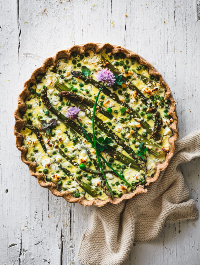 A delicious spring flavored quiche - food photography