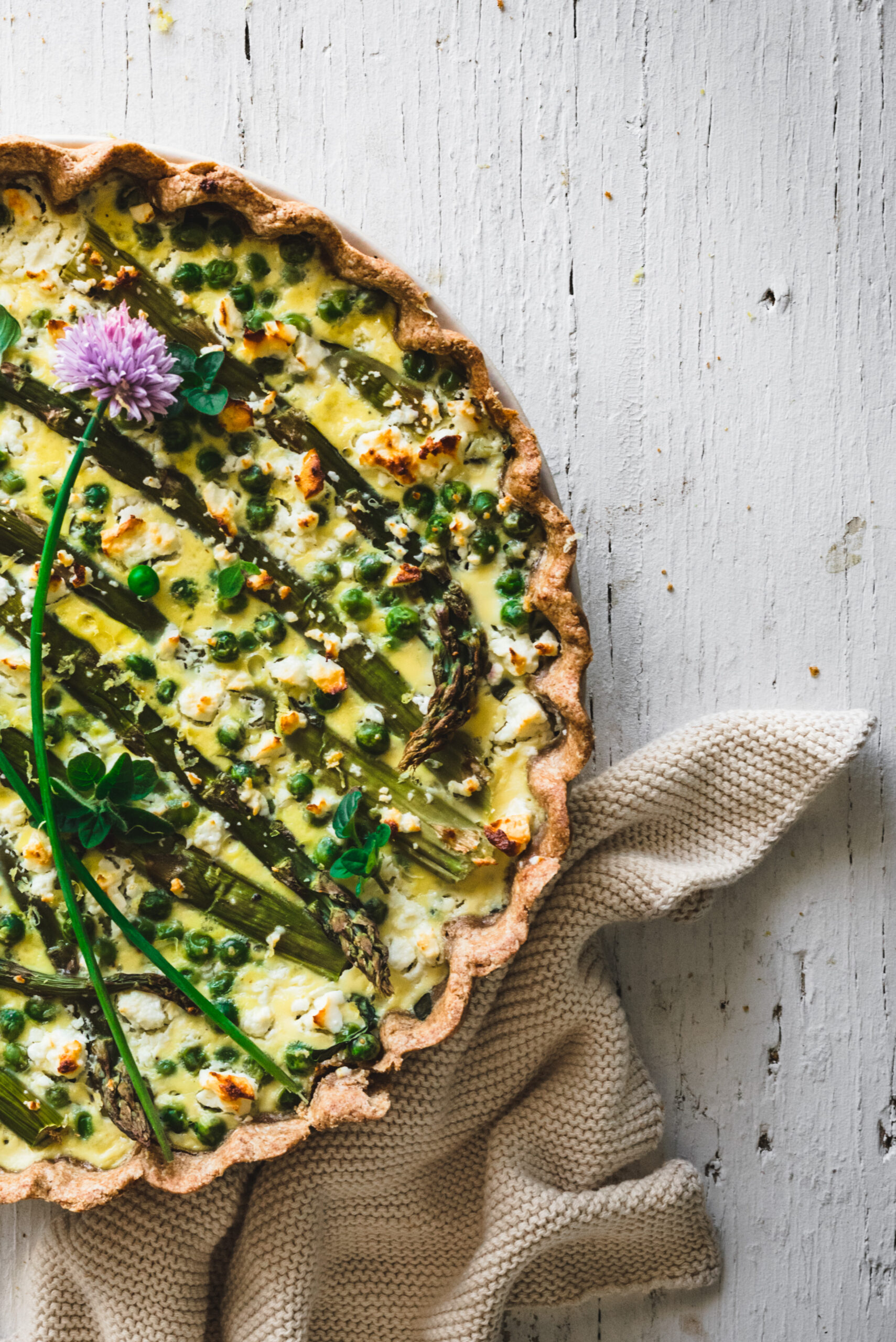 A delicious spring flavored quiche - food photography