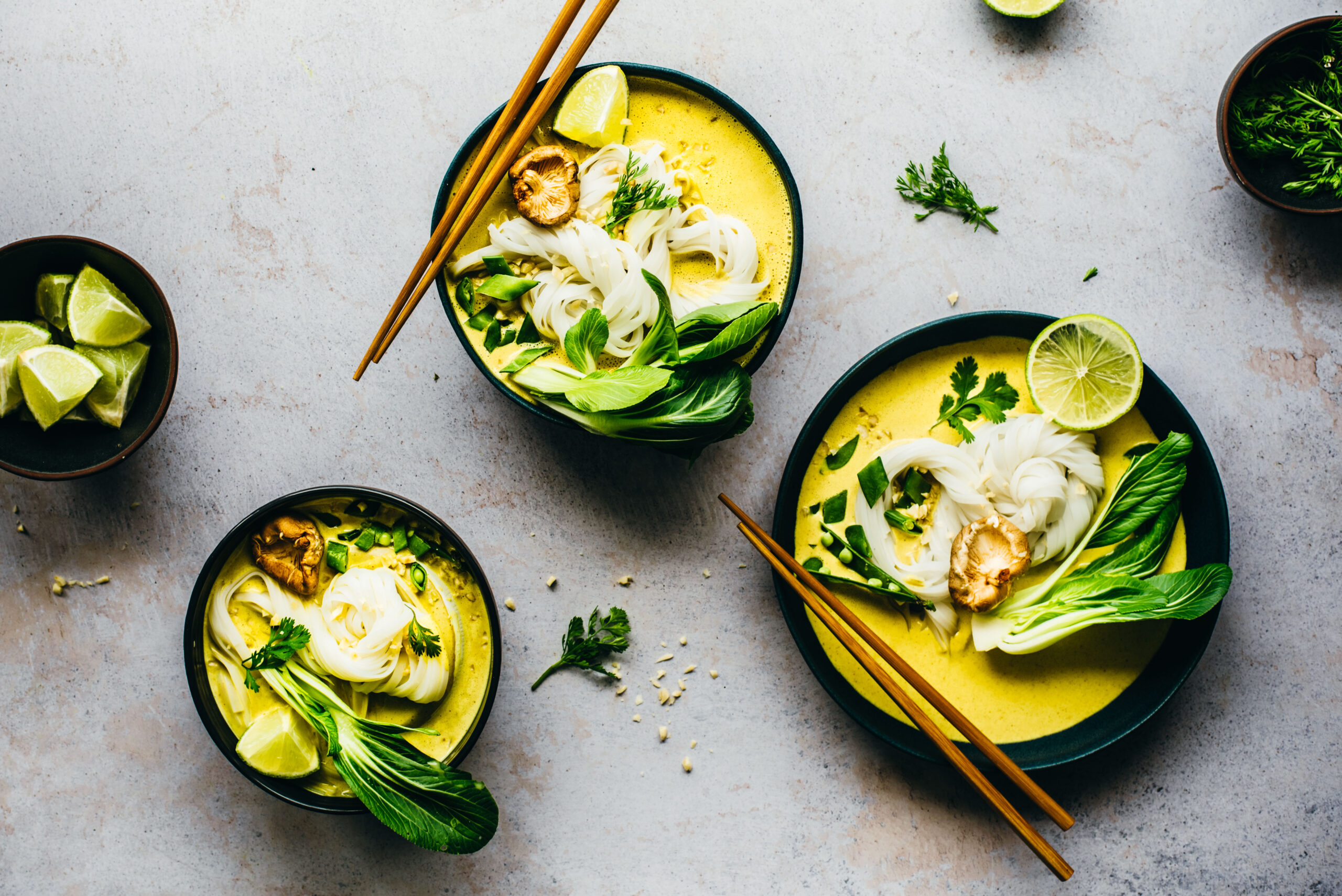 Curry Noodle Soup with green veggies