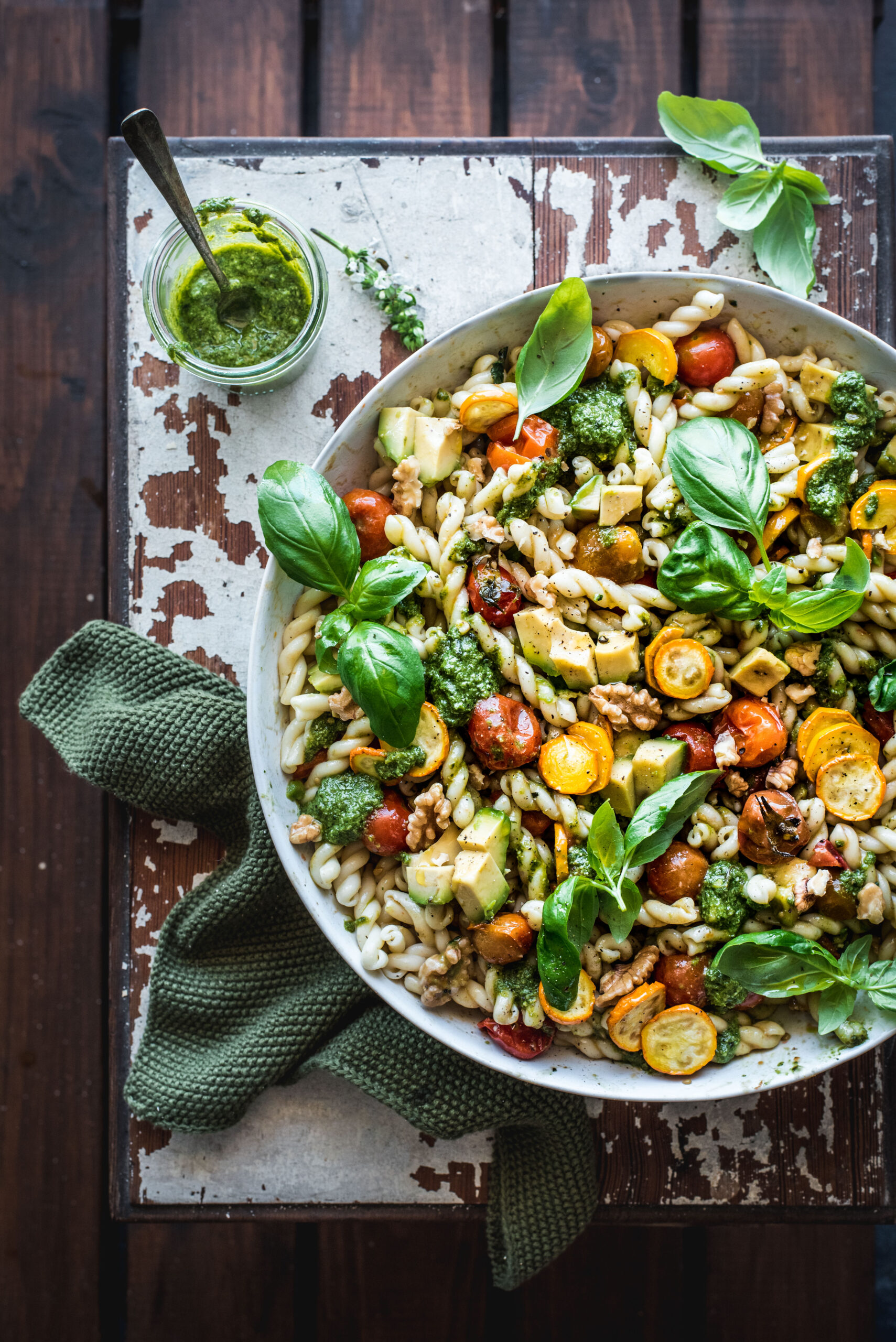 A big bowl of delicious pasta salad