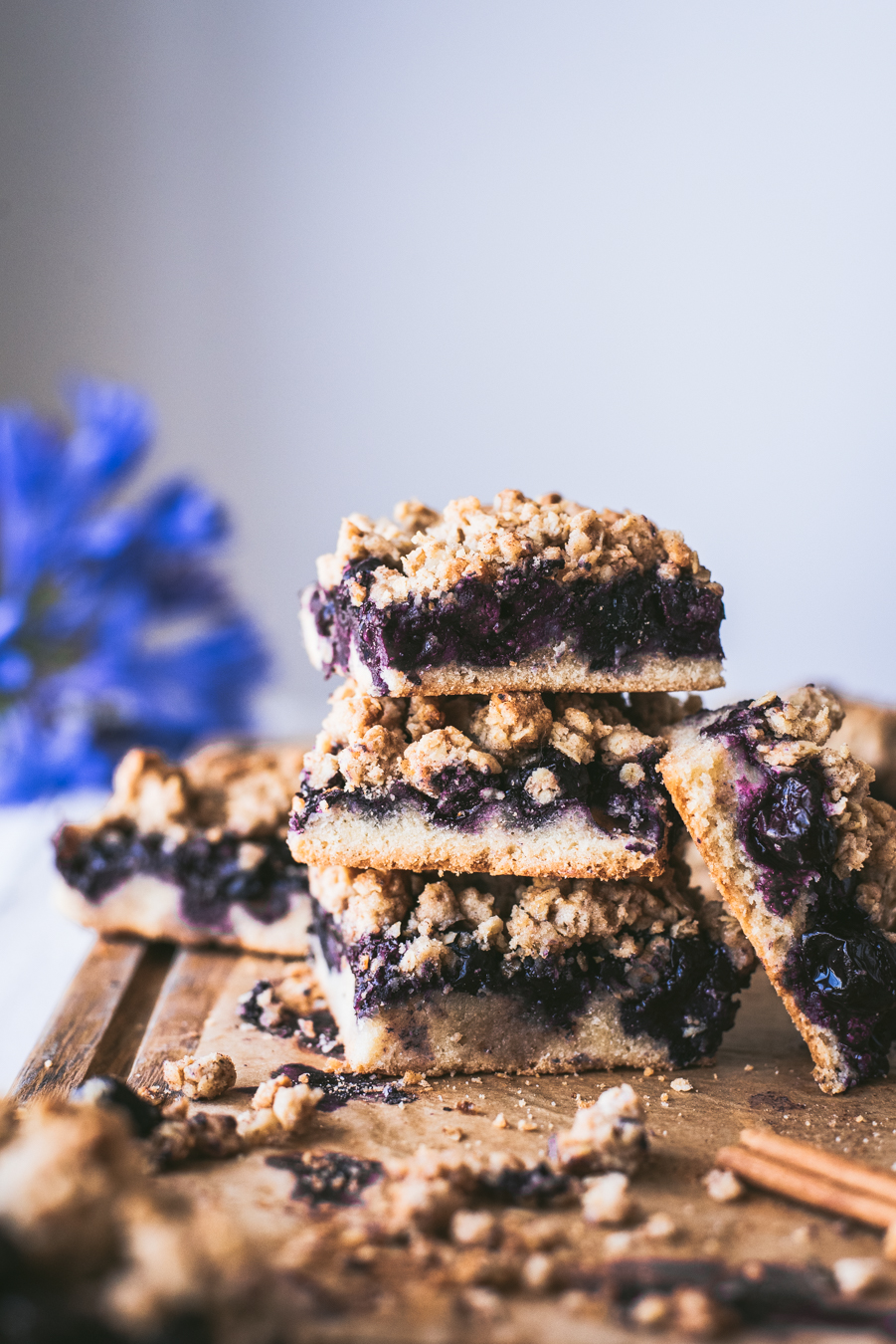 Crispy Cinnamon Blueberry Crumb Bars