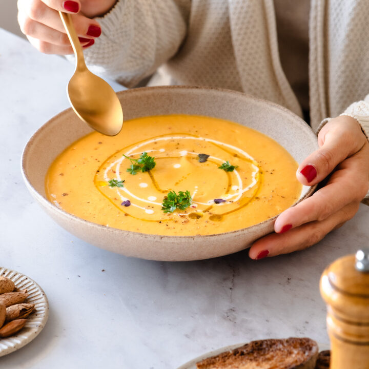 Pumpkin Soup with almond butter