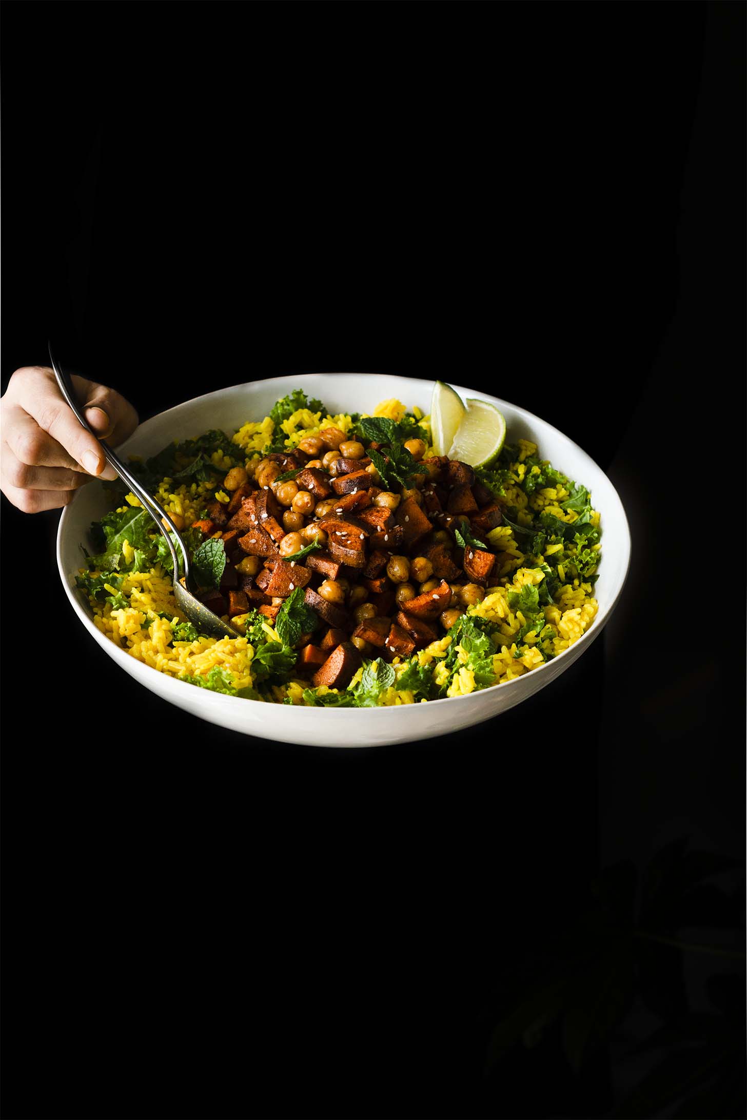 Golden Rice with crispy chickpeas & sweet potato ⋆ The Mellow Kitchn